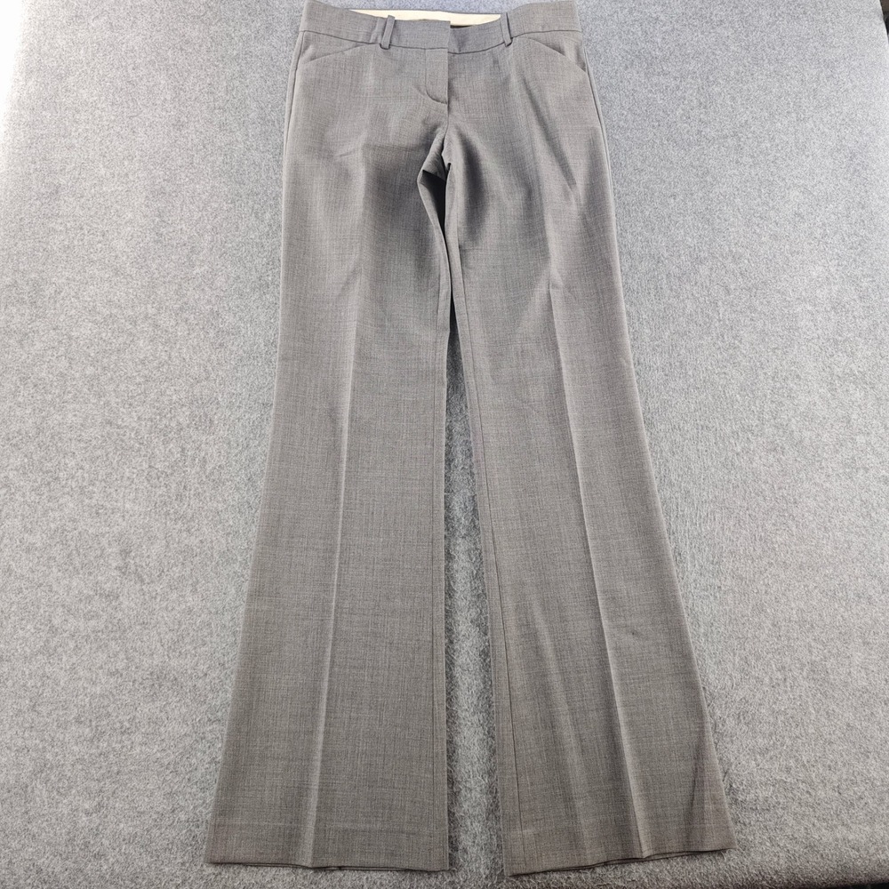 Theory Dress Pants Womens 2 Grey Wool Blend Straight Leg Professional Slacks